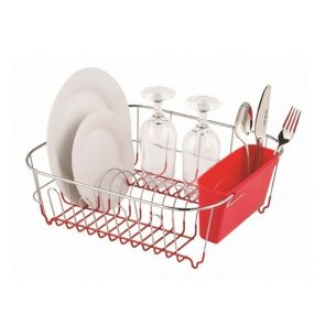 Avanti Large Slimline Dishrack w/ PVC Dipped Non-slip Base Red