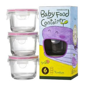 Glasslock 3 Piece Baby Food Round Glass Container Set 165ml